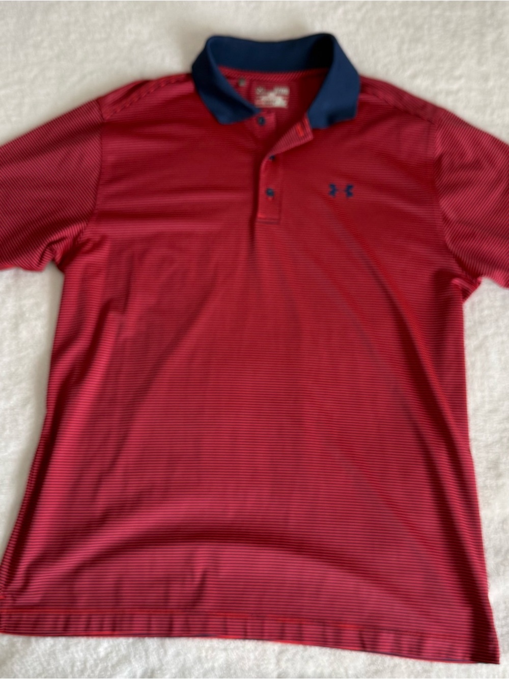 Under Armour Men's Red Polo with Navy Collar